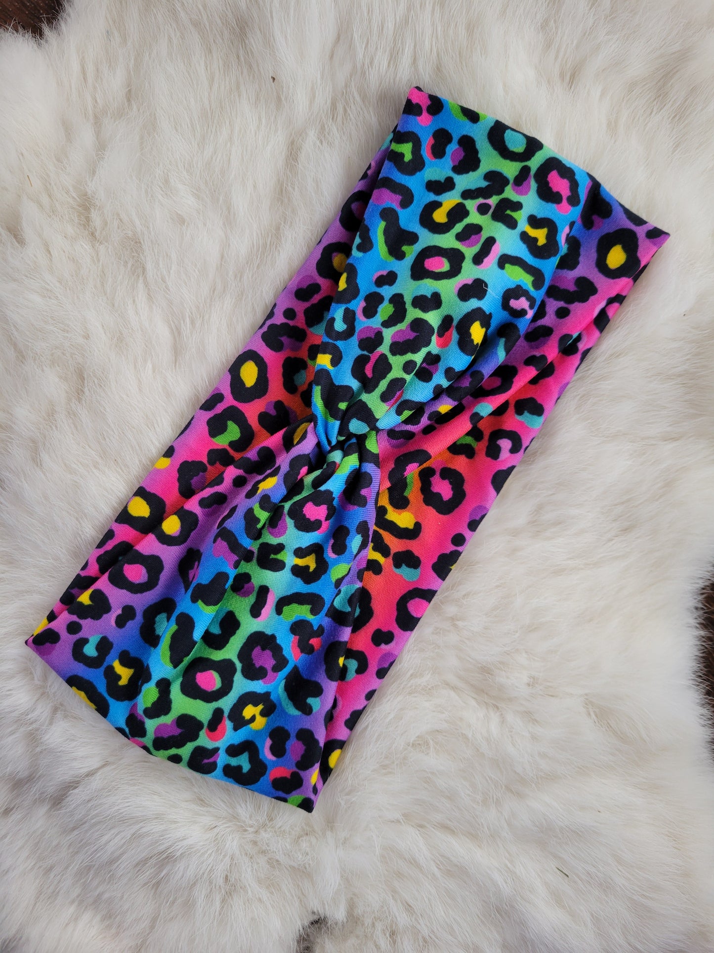 Bright ombre rainbow leopard