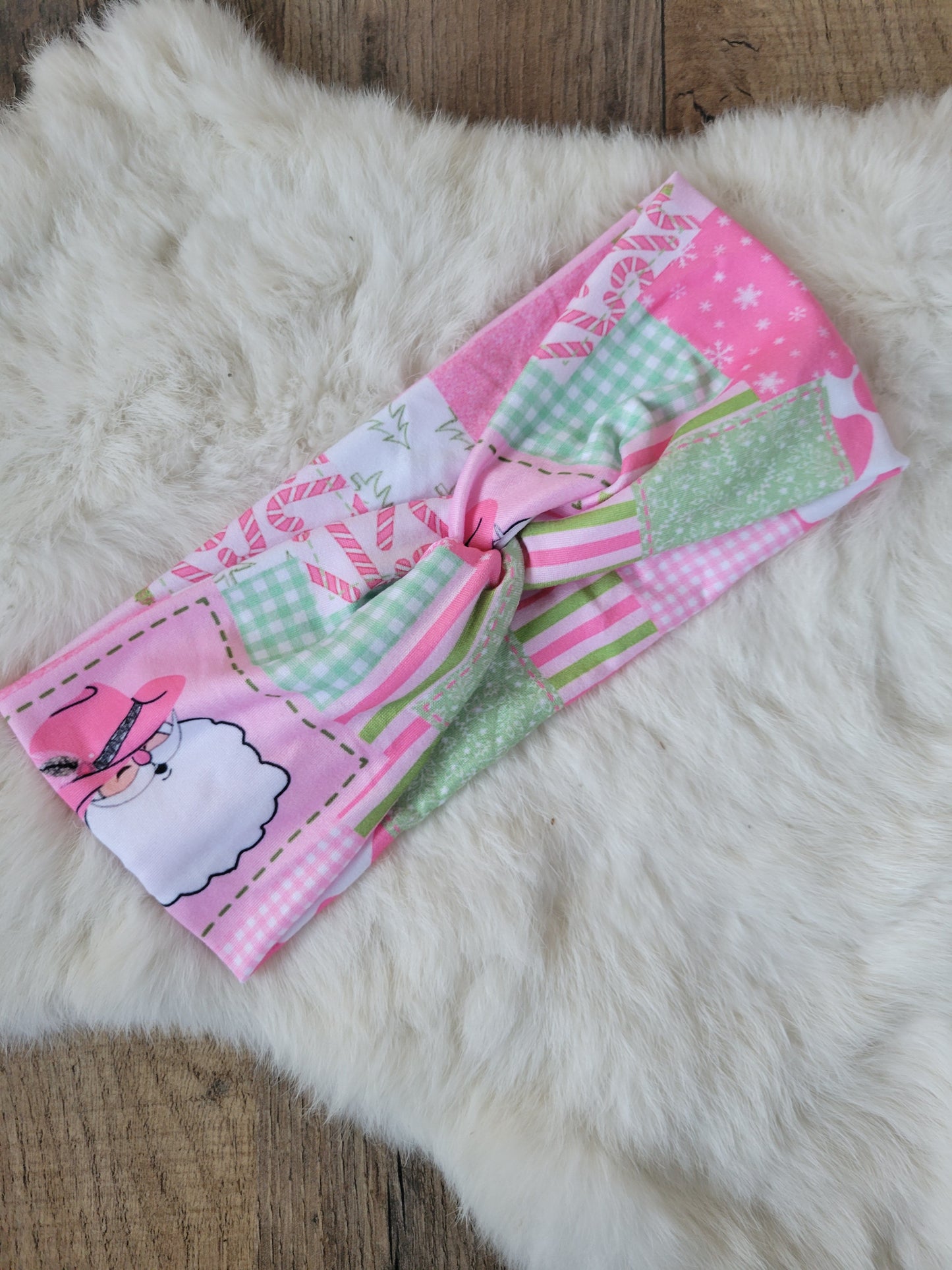 Pink santa patchwork squares