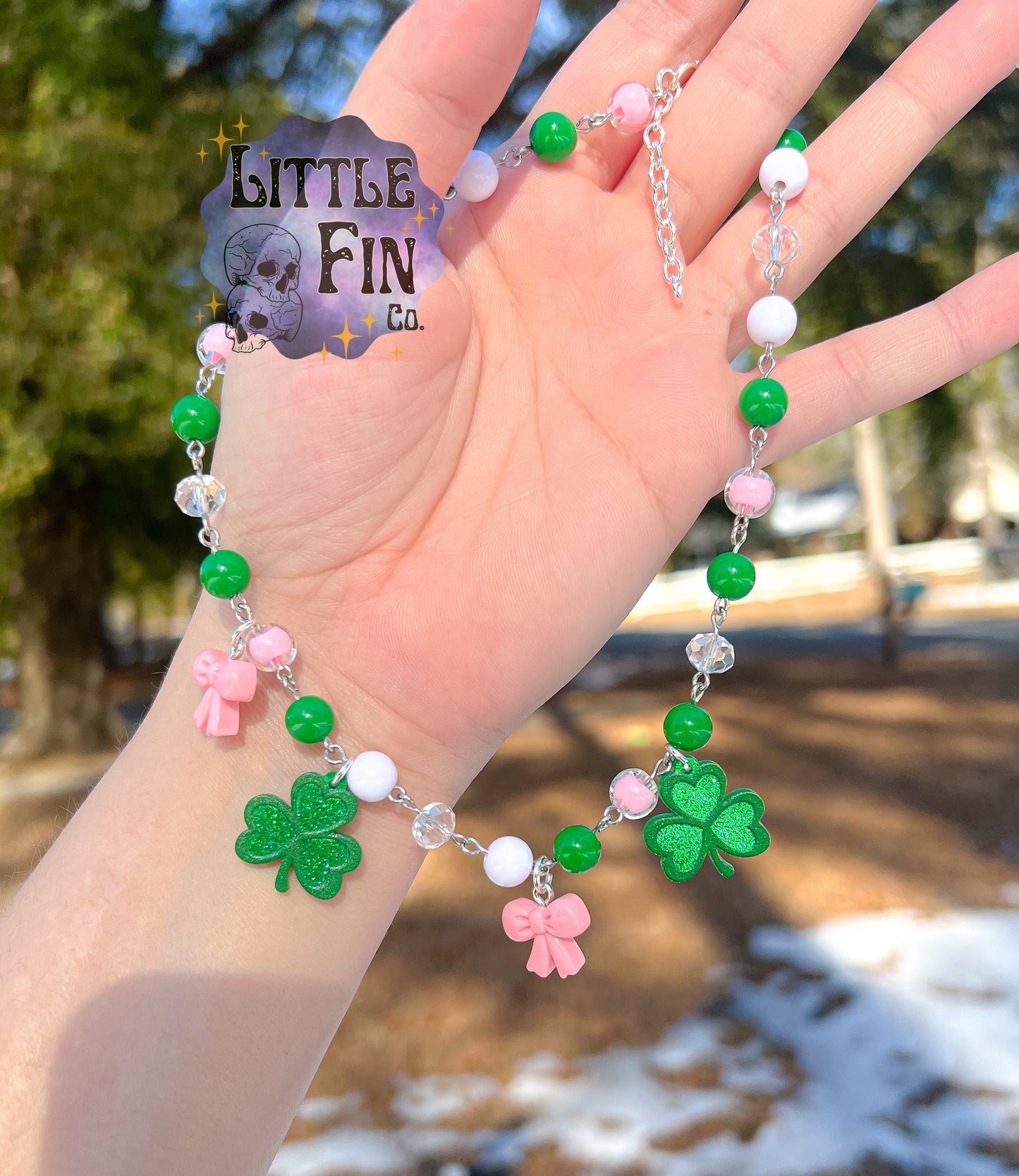 Coquette Shamrock Charm Necklace