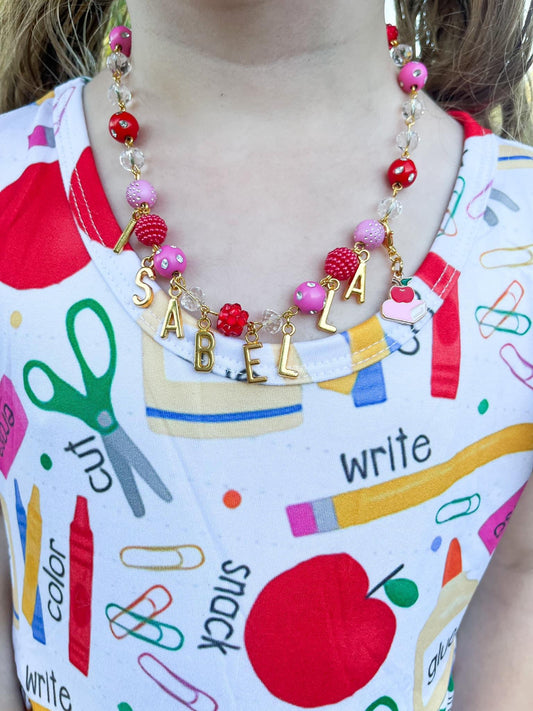 Custom School Beaded Name Necklace