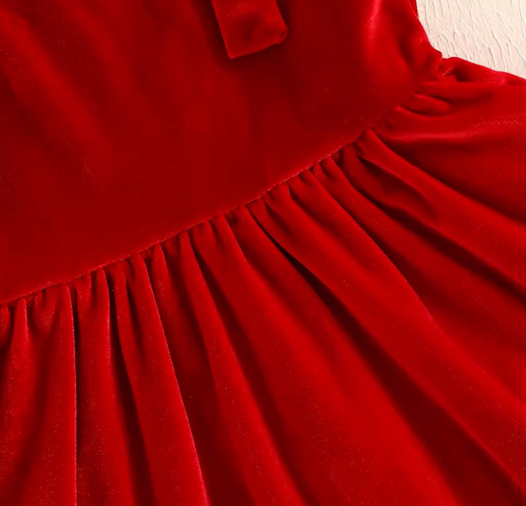 PREORDER: Red Velvet and Tulle Dress