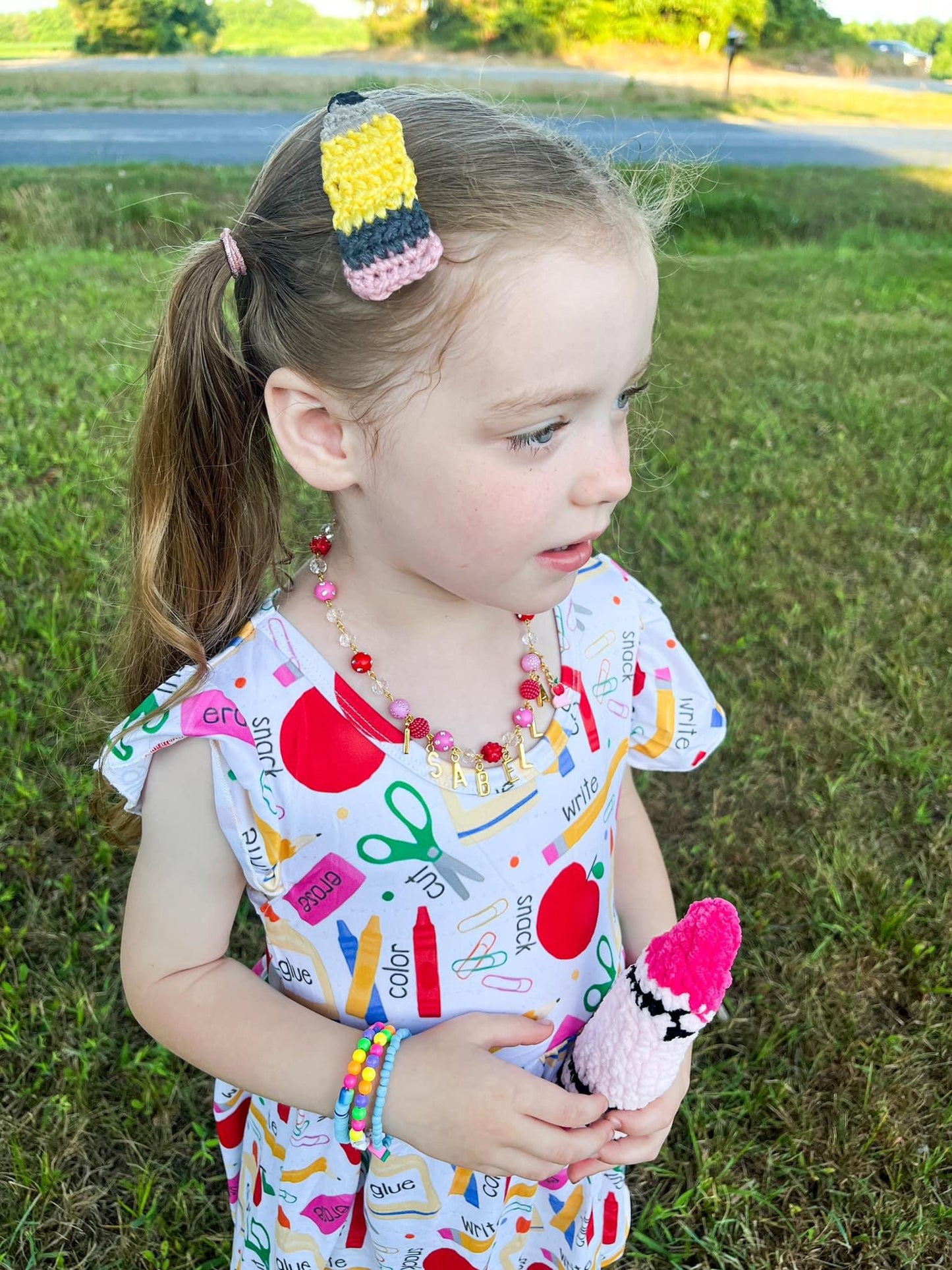 Custom School Beaded Name Necklace
